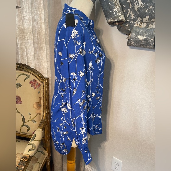 Rag & Bone THERESE BLOUSE White Floral Blossom Print Blouse spread collar Small - Picture 4 of 8